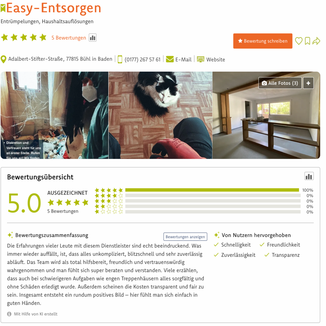 Easy-entsorgen - Bewertungszusammenfassung auf goocal.de
